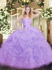 High Quality Sleeveless Beading and Ruffles Lace Up Ball Gown Prom Dress
