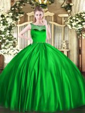 Discount Green Sleeveless Beading Floor Length Quinceanera Gowns