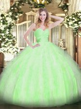 Graceful Sleeveless Floor Length Beading and Ruffles Lace Up 15 Quinceanera Dress