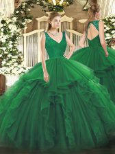  Sleeveless Beading and Lace and Ruffles Backless 15 Quinceanera Dress