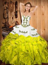  Sleeveless Embroidery and Ruffles Lace Up Sweet 16 Dresses