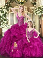 Graceful Straps Sleeveless Organza Quinceanera Gowns Ruffles Lace Up
