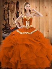  Sleeveless Embroidery and Ruffles Lace Up 15th Birthday Dress