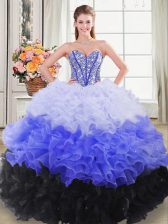  Multi-color Vestidos de Quinceanera Sweet 16 and Quinceanera with Beading and Ruffles Sweetheart Sleeveless Lace Up