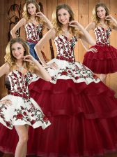  Ball Gowns Sleeveless Wine Red Sweet 16 Quinceanera Dress Sweep Train Lace Up