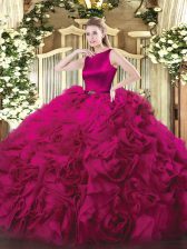  Fabric With Rolling Flowers Sleeveless Floor Length Quinceanera Gowns and Belt