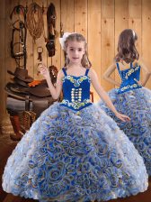  Sleeveless Embroidery and Ruffles Lace Up Pageant Dress for Teens