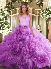Cheap Sleeveless Floor Length Lace Zipper 15 Quinceanera Dress with Lilac