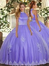  Tulle Sleeveless Floor Length 15 Quinceanera Dress and Beading and Appliques