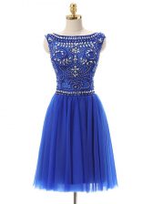  Mini Length Royal Blue Prom Party Dress Bateau Sleeveless Zipper