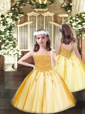 Excellent Orange Sleeveless Tulle Lace Up High School Pageant Dress for Party and Quinceanera