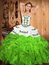 Exquisite Sleeveless Embroidery and Ruffles Floor Length Sweet 16 Dress