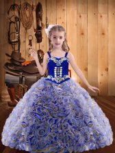  Floor Length Multi-color Little Girls Pageant Gowns Straps Sleeveless Lace Up
