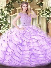 Sophisticated Ball Gowns Sleeveless Lavender Ball Gown Prom Dress Sweep Train Zipper