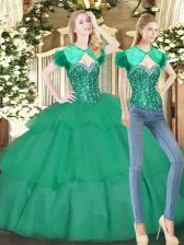 Charming Sleeveless Beading and Ruffled Layers Lace Up Quinceanera Dresses