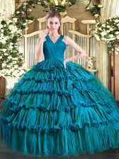  Sleeveless Ruffled Layers Zipper Ball Gown Prom Dress