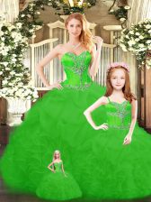 Low Price Sleeveless Beading and Ruffles Floor Length Quinceanera Gowns