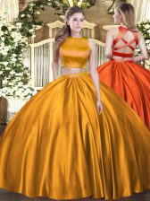 Beauteous Orange Sleeveless Tulle Criss Cross Quinceanera Dresses for Military Ball and Sweet 16 and Quinceanera