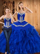 Floor Length Blue Quinceanera Dress Sweetheart Sleeveless Lace Up
