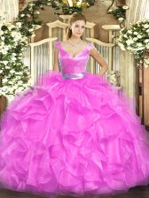 Popular Fuchsia Sleeveless Tulle Zipper Sweet 16 Dresses for Military Ball and Sweet 16 and Quinceanera