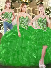  Ball Gowns Ball Gown Prom Dress Green Sweetheart Tulle Sleeveless Floor Length Lace Up