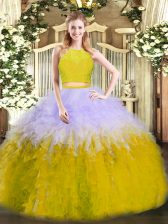  Ruffles Quinceanera Gowns Multi-color Zipper Sleeveless Floor Length