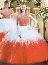 Suitable Multi-color Zipper Ball Gown Prom Dress Beading and Ruffles Sleeveless Floor Length