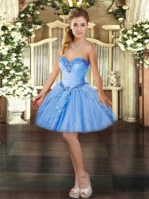 Fashion Sweetheart Sleeveless Lace Up Prom Dress Baby Blue Organza
