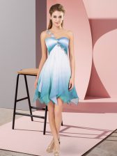 Latest Multi-color One Shoulder Lace Up Beading Prom Dresses Sleeveless