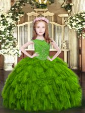  Ball Gowns Evening Gowns Green Scoop Organza Sleeveless Floor Length Zipper