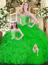  Sweetheart Sleeveless Lace Up Quinceanera Dresses Green Organza