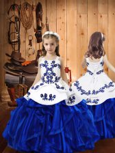 Stylish Sleeveless Embroidery and Ruffles Lace Up Pageant Gowns For Girls