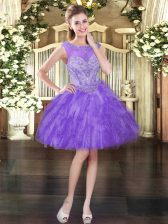  Lavender Scoop Lace Up Beading and Ruffles Prom Dresses Sleeveless