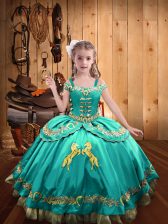  Sleeveless Lace Up Floor Length Beading and Embroidery Pageant Dress for Teens