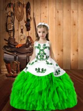  Embroidery and Ruffles Glitz Pageant Dress Lace Up Sleeveless Floor Length
