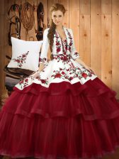 Custom Fit Wine Red Quinceanera Gown Sweetheart Sleeveless Sweep Train Lace Up
