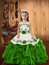  Straps Sleeveless Lace Up Pageant Gowns For Girls Organza