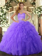 Pretty Sweetheart Sleeveless Tulle Sweet 16 Quinceanera Dress Ruffles Lace Up