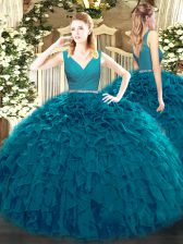 Admirable Teal Sleeveless Tulle Zipper Vestidos de Quinceanera for Military Ball and Sweet 16 and Quinceanera