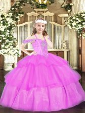 Sweet Sleeveless Beading and Ruffled Layers Lace Up Winning Pageant Gowns