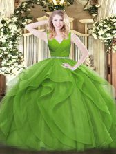  Quinceanera Dresses Military Ball and Sweet 16 and Quinceanera with Beading and Ruffles V-neck Sleeveless Zipper