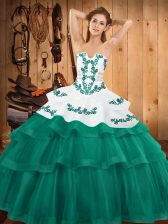 Turquoise Sweet 16 Dresses Strapless Sleeveless Sweep Train Lace Up