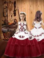  Tulle Sleeveless Floor Length Kids Formal Wear and Embroidery