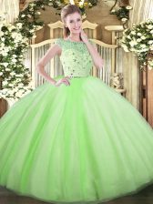 Beauteous Tulle Sleeveless Floor Length Ball Gown Prom Dress and Beading