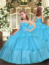  Sleeveless Lace Up Floor Length Beading and Ruffled Layers Pageant Dress Wholesale