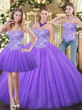  Sweetheart Sleeveless Zipper Ball Gown Prom Dress Eggplant Purple Tulle