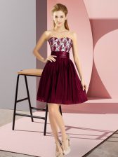  Burgundy Sweetheart Zipper Lace Homecoming Dress Sleeveless