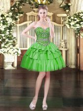 Fashionable Green Sweetheart Lace Up Beading and Ruffled Layers Sleeveless