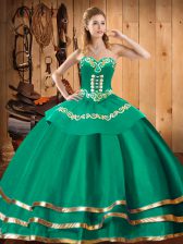 Dynamic Sleeveless Lace Up Floor Length Embroidery Quinceanera Gowns