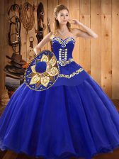  Sweetheart Sleeveless Tulle Quinceanera Gown Ruffles Lace Up